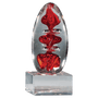 Red Egg Shaped Art Glass on Base - AGAR91