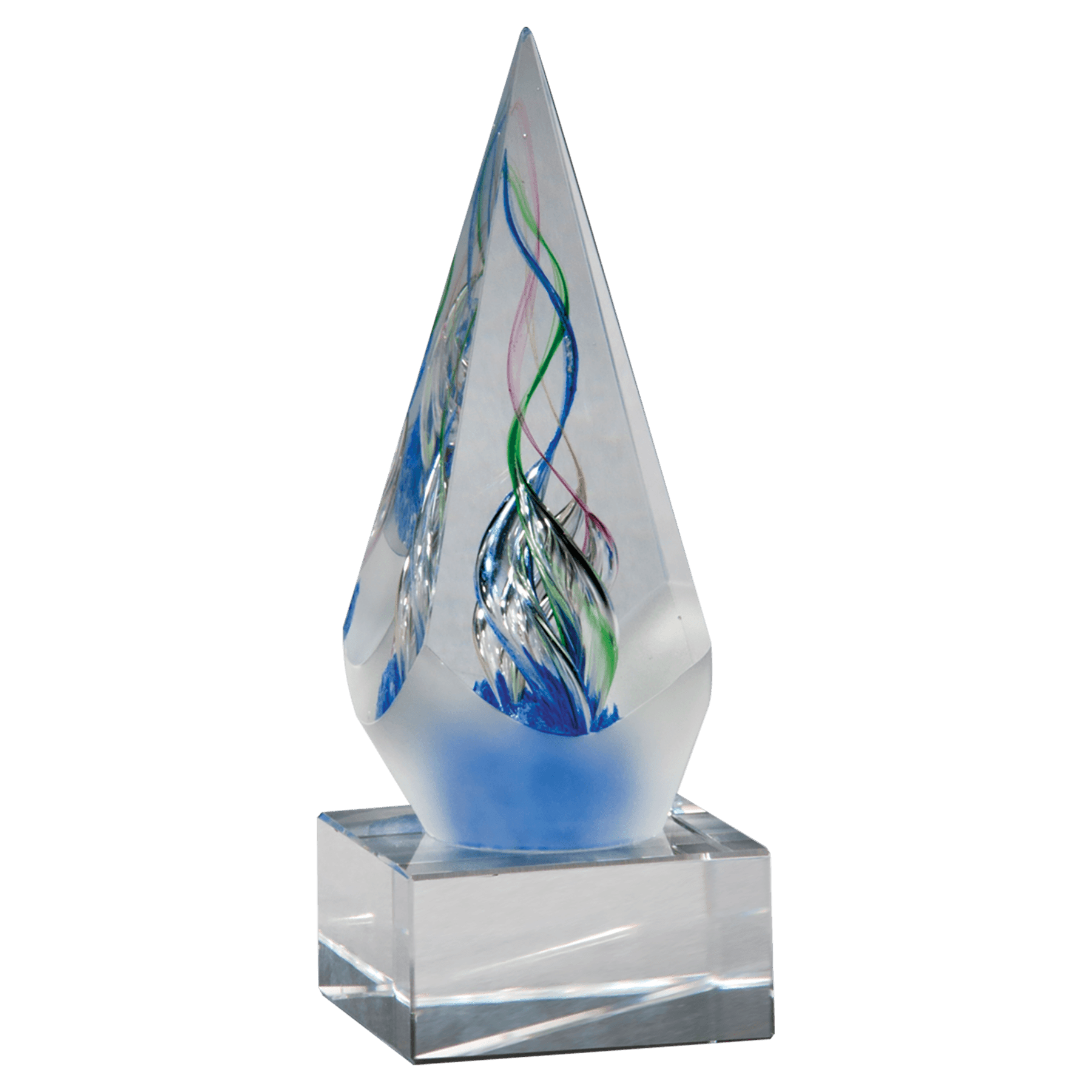 Frosted Glass Accent Arrow Art Glass on Base - AGAR93