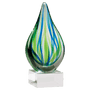 Blue and Green Teardrop Art Glass on Base - AGAR94