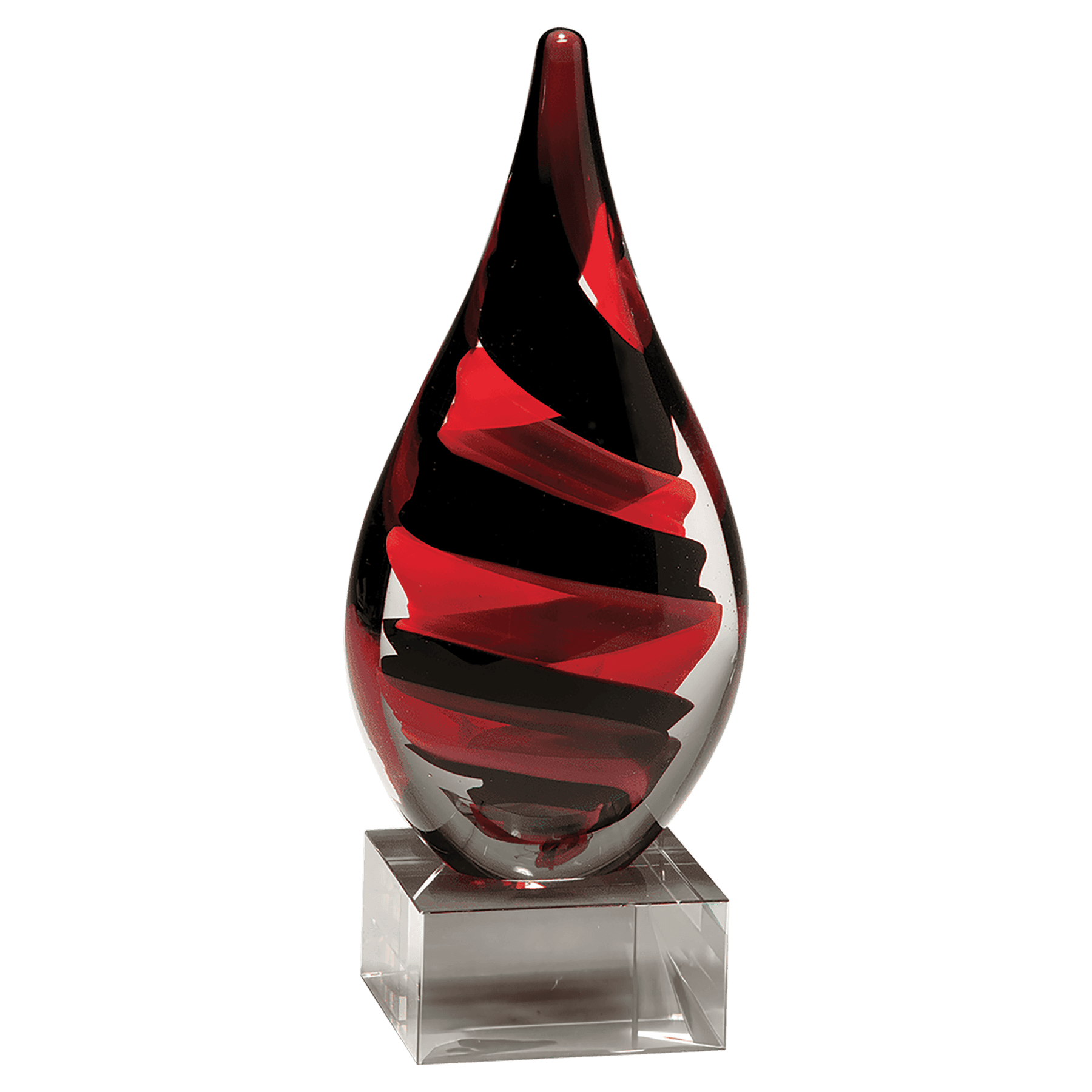 Black and Red Helix Teardrop on Base - AGAR99