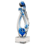 Contemporary Sculpture with Blue Accent Art Glass on Base - AGAR104