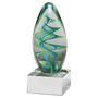 Blue and Green Helix Egg Shaped Art Glass on Base - AGAR107
