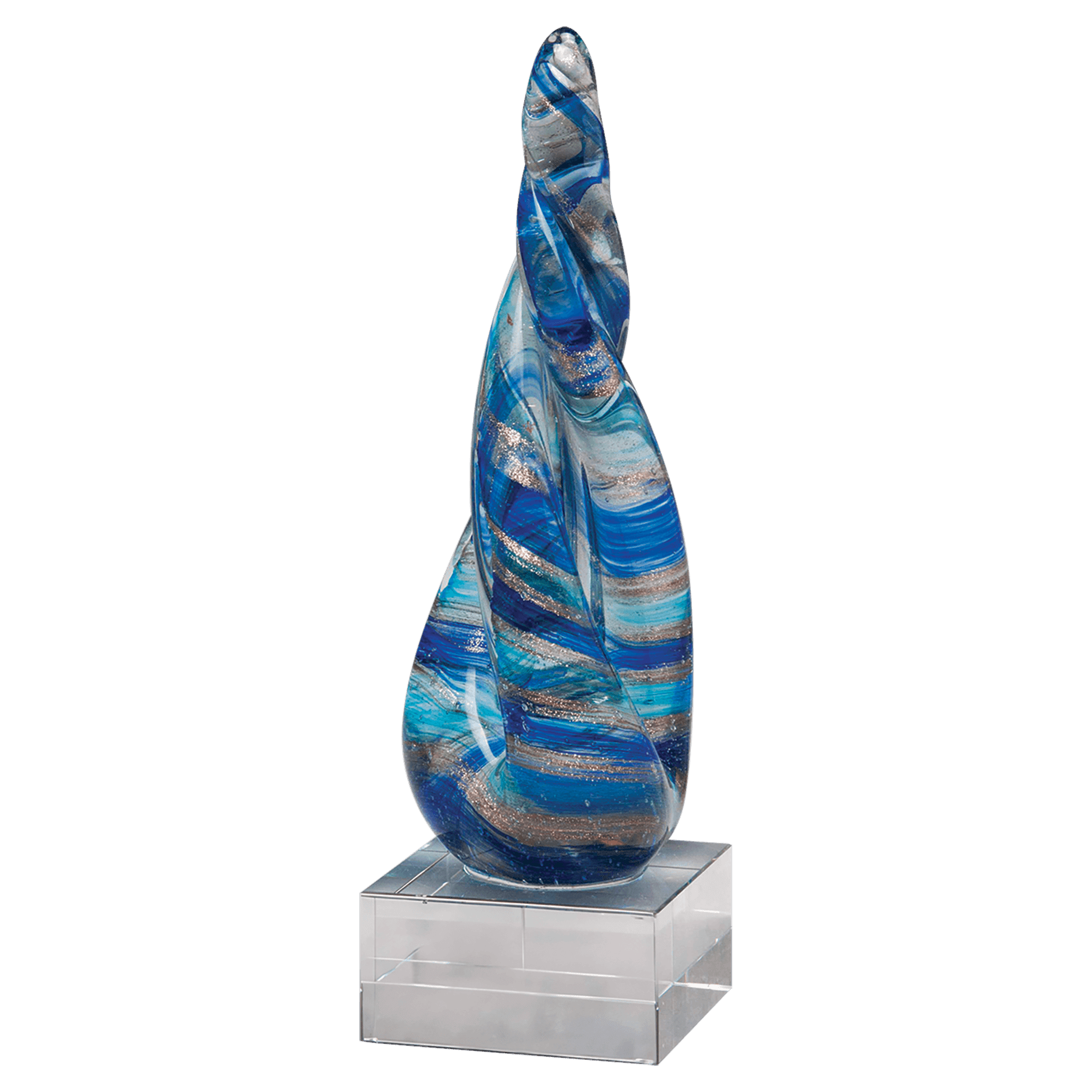 Twist Blue & Teal Art Glass w/Gold Metallic Accent on Base - AGAR108