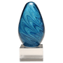 Blue and Green Egg Shaped Art Glass on Base - AGAR110