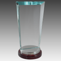 Premium Sapphire Glass Award w/Rosewood and Aluminum Base - AGT09