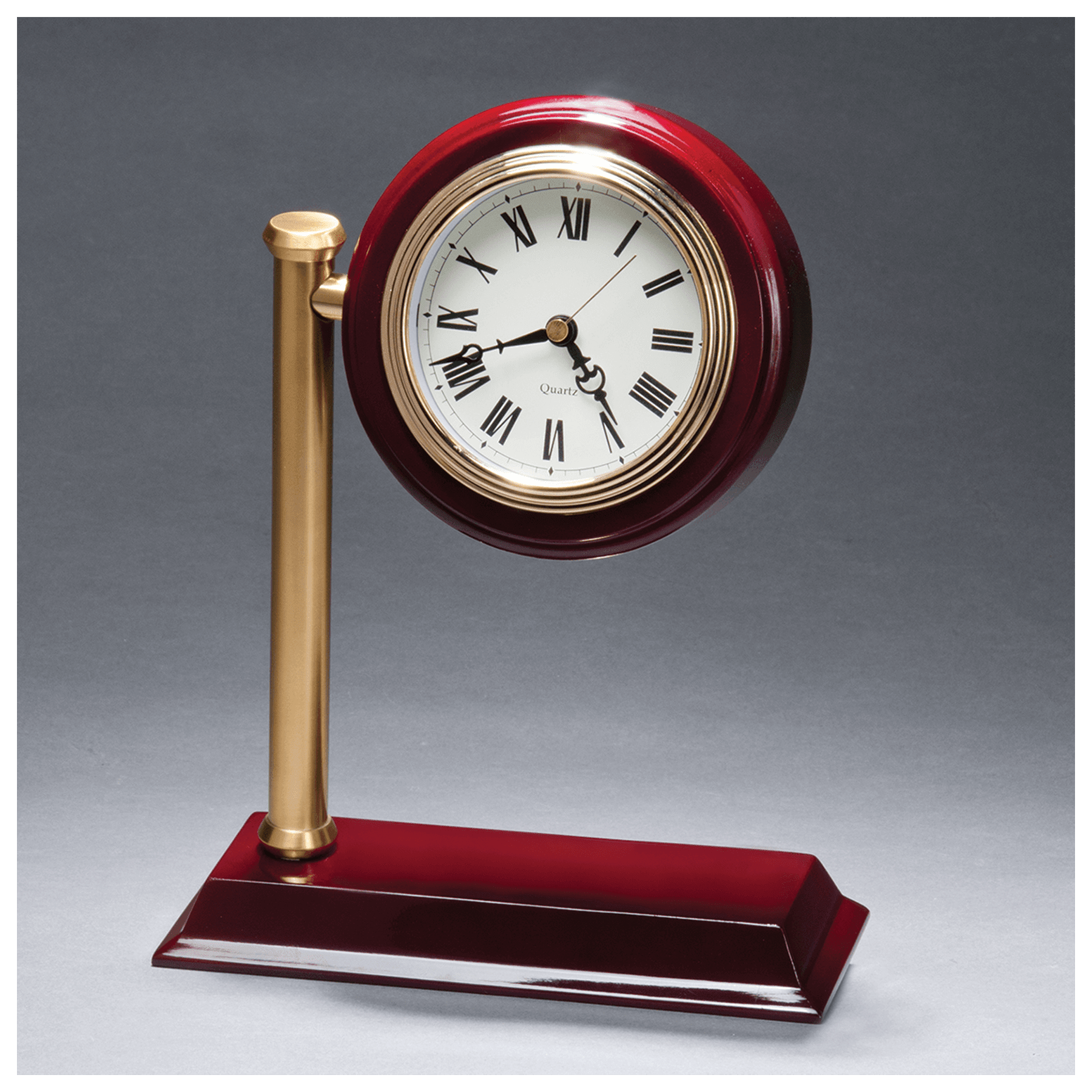 Rail Station Style Desk Clock on Rosewood High Gloss Base - CLK46