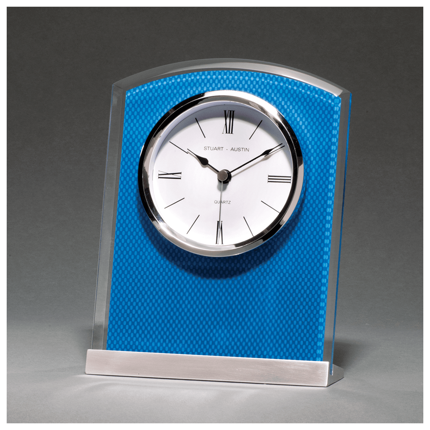 Glass Clock with Carbon Fiber Design on Aluminum Base - CLK47