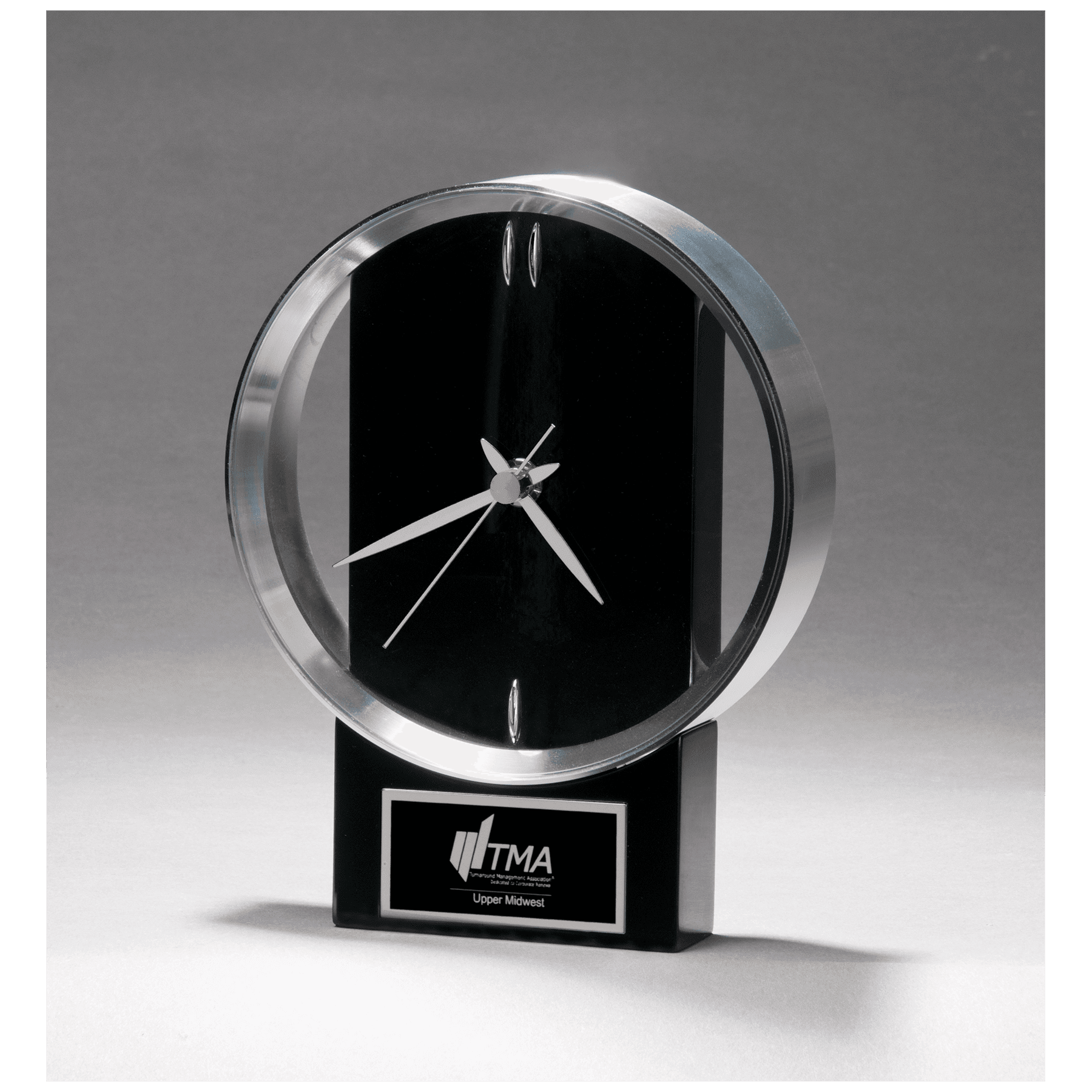 Modern Clock w/Brushed Silver Bezel, Black Gloss Base