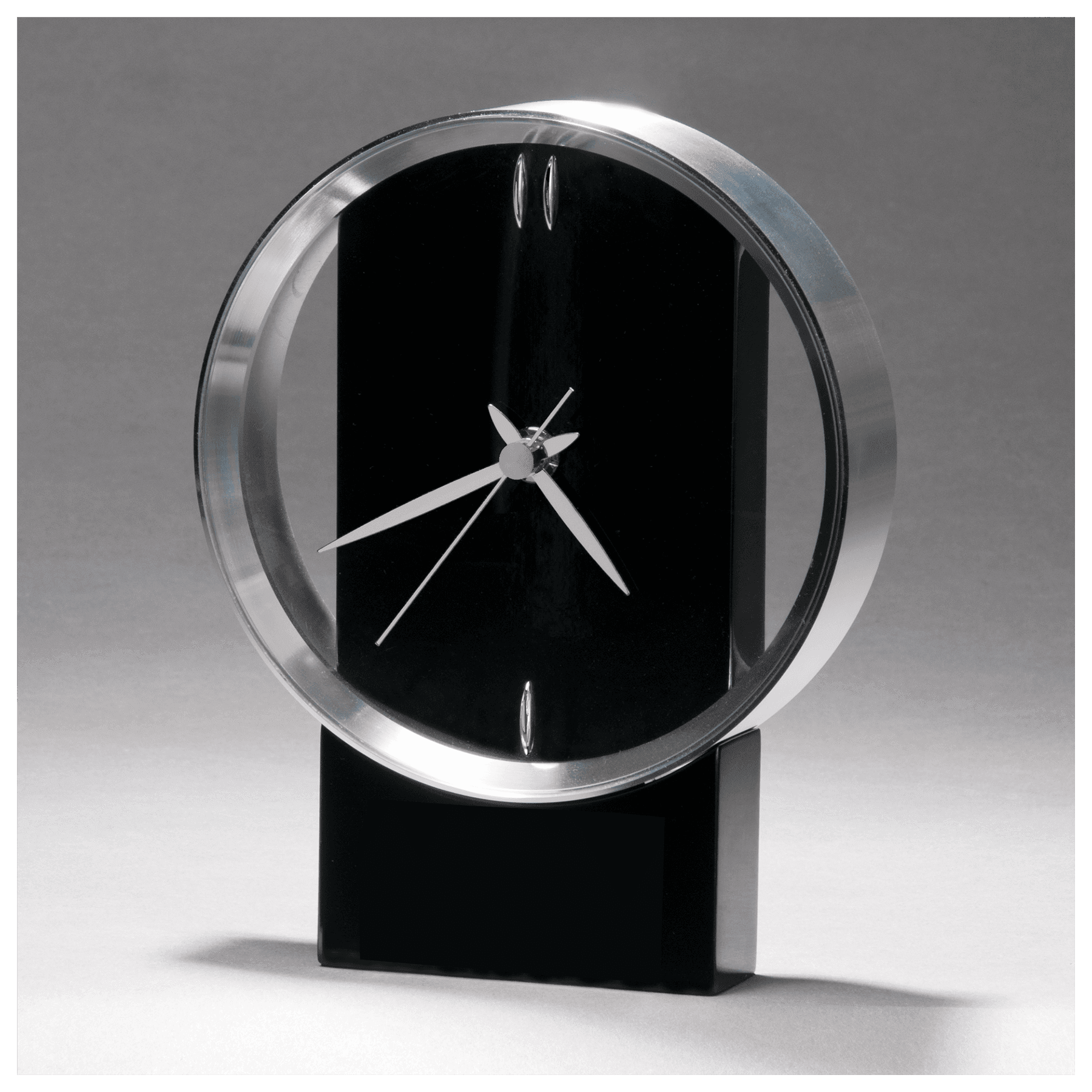 Modern Clock w/Brushed Bezel, Gloss Base - CLK49