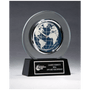 Glass Clock w/World Dial on Black High Gloss Base