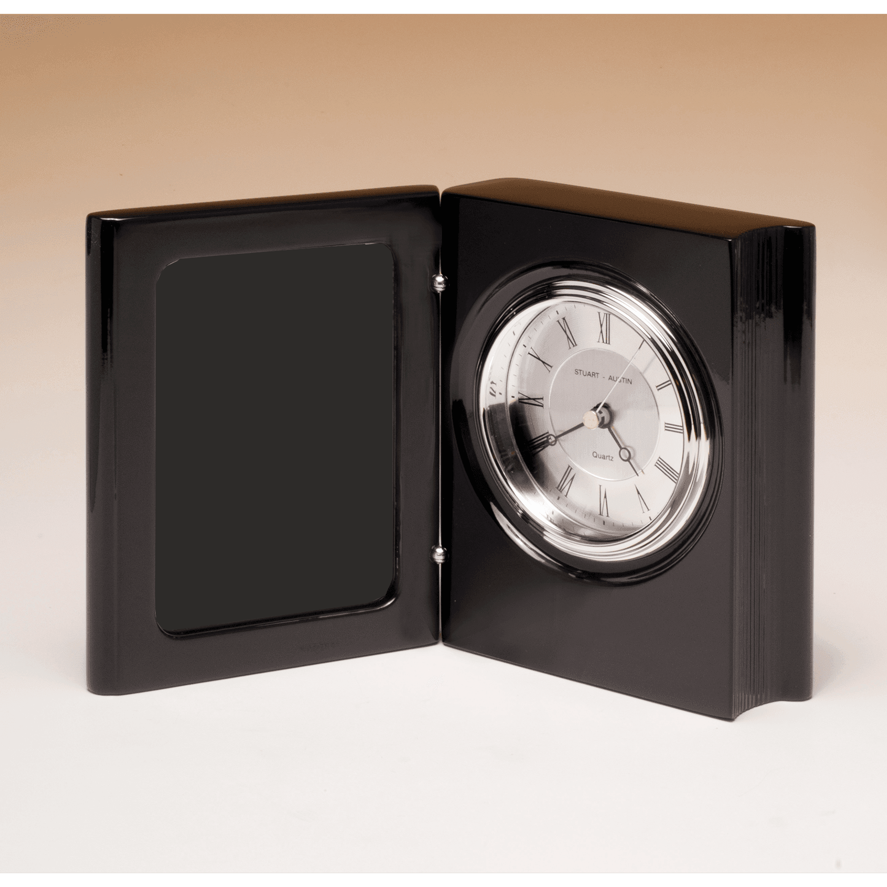 Piano Finish Book Clock w/Diamond Spun Dial - CLK52