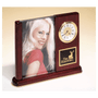 Rosewood Piano Finish Clock w/Glass Picture Frame