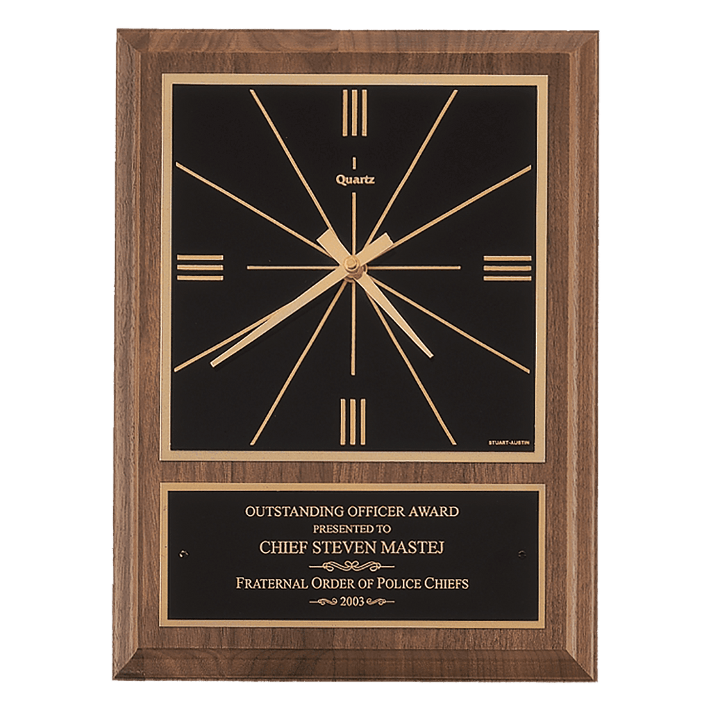 American Walnut Face Quartz Clock with Plate - PCL07