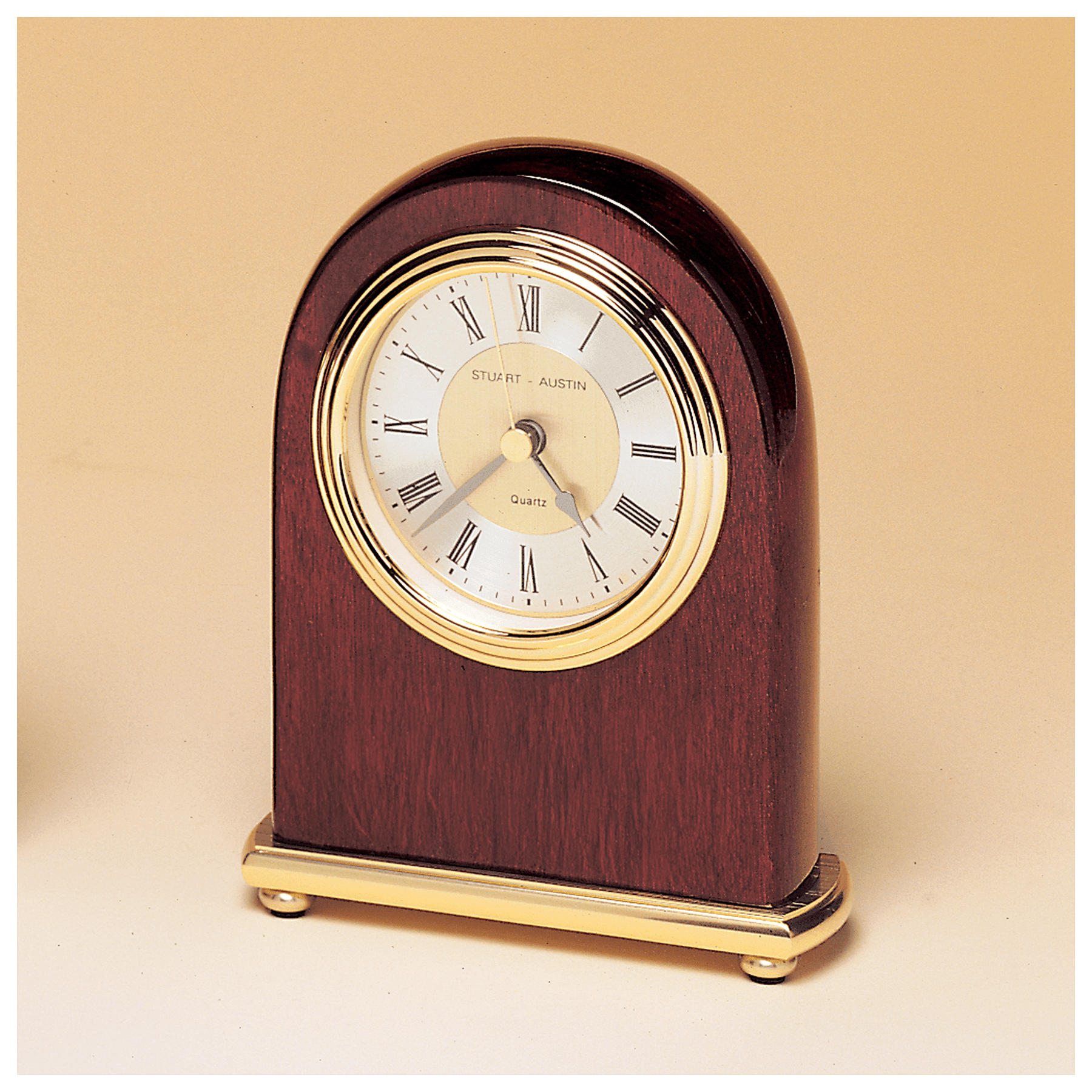 Rosewood Arch Piano Finish Clock w/Brass Base - CLK55