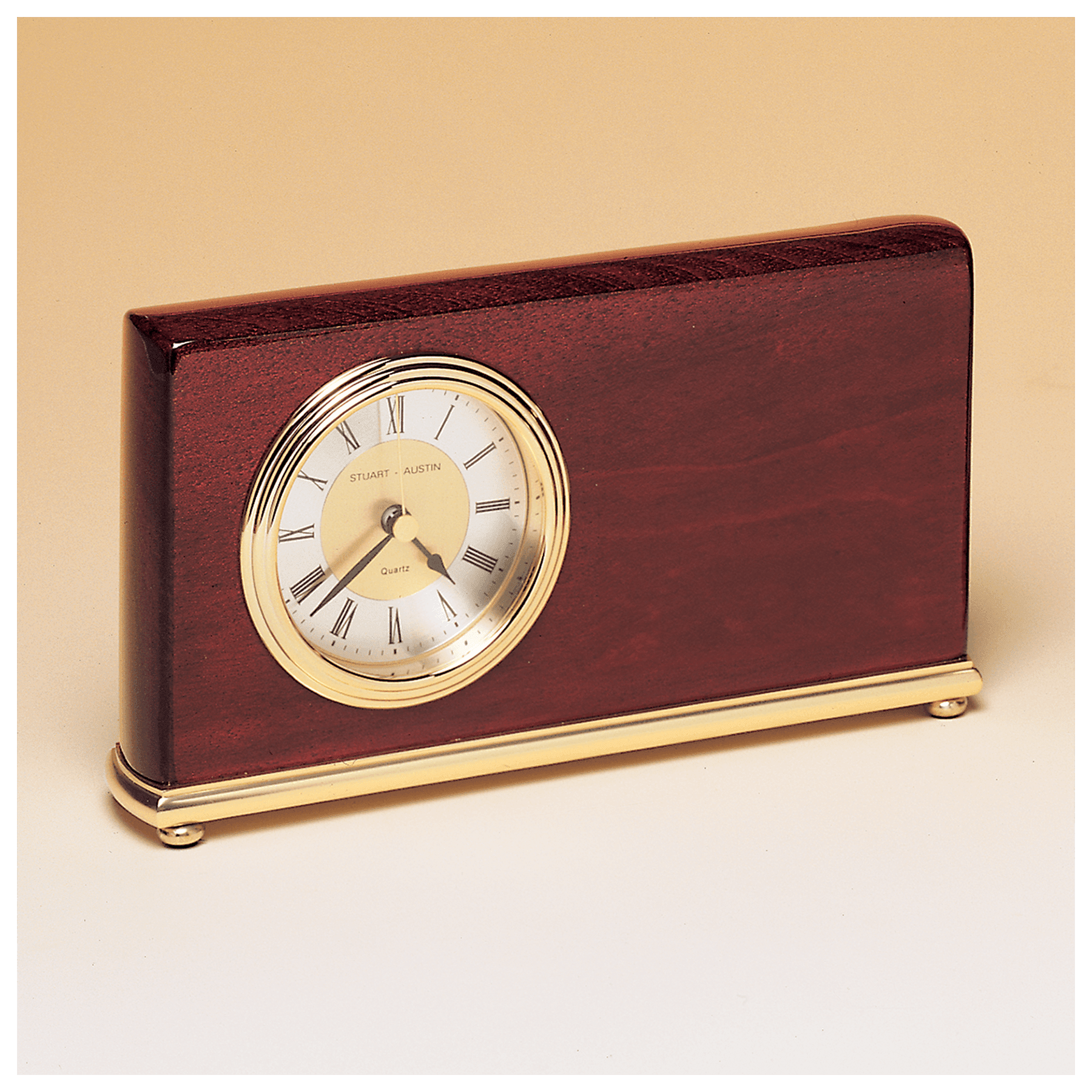 Rosewood Piano Finish Clock, Brass Base - CLK56