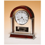 Rosewood Piano Finish Mantle Clock, Chrome Plated Posts