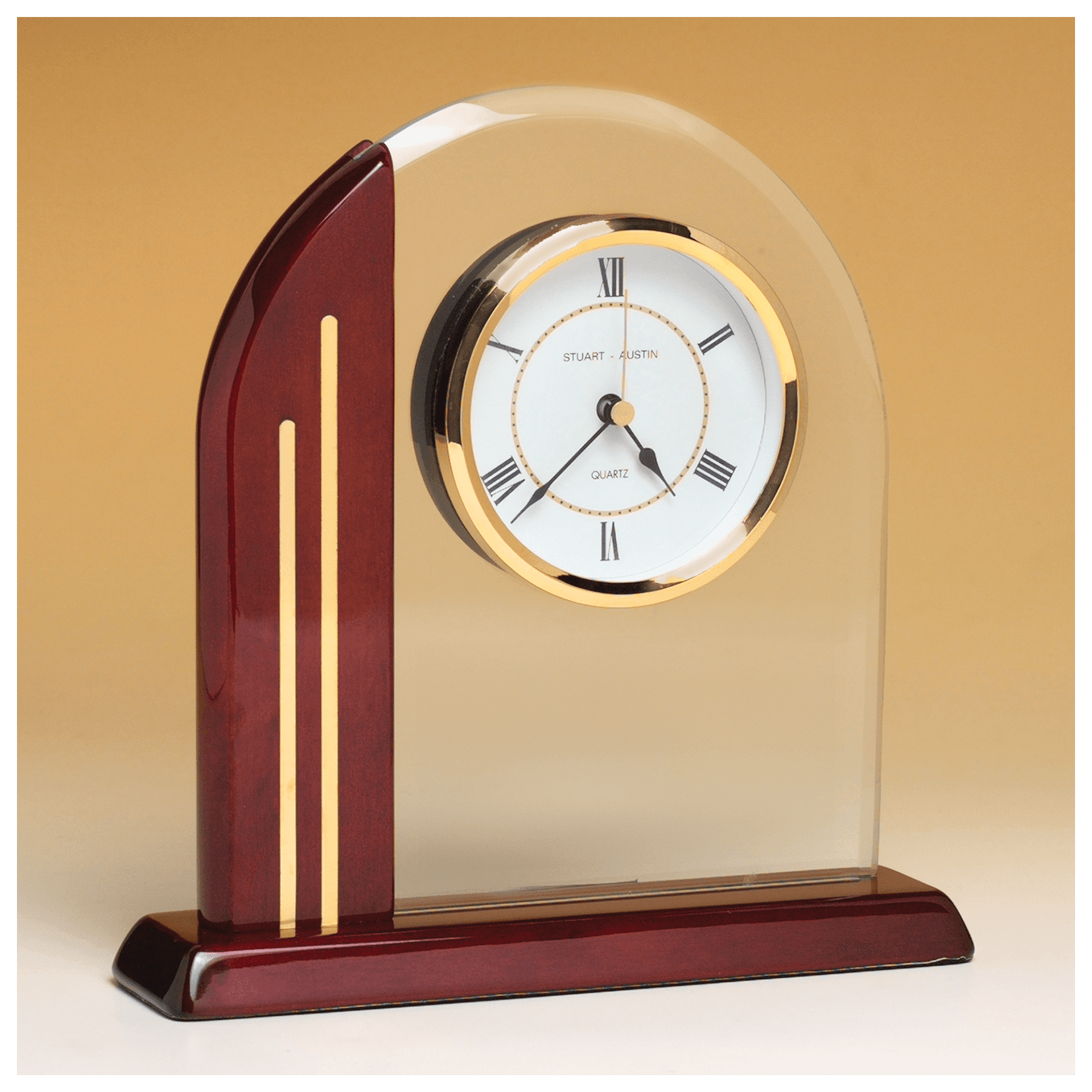 Arch Clock w/Glass Upright and Rosewood Piano Finish - CLK71