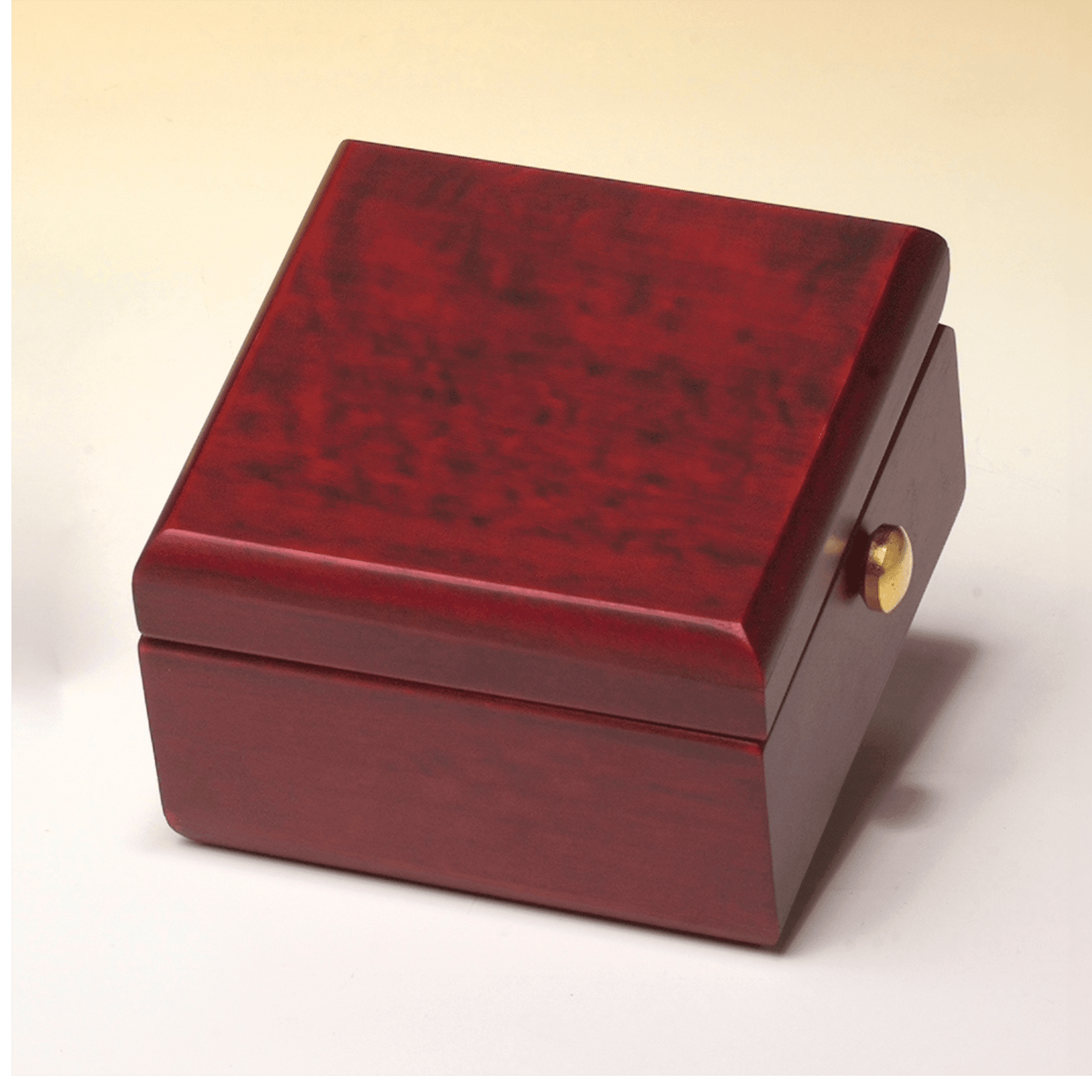 Hand Rubbed Mahogany Finish Box Clock, Metal Goldtone Knobs - CLK73
