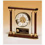 Glass and Rosewood Piano Finish Clock w/ Gold Metal Accents