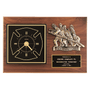 Walnut Plaque w/Gold Maltese Cross Clock/Firefighter Relief