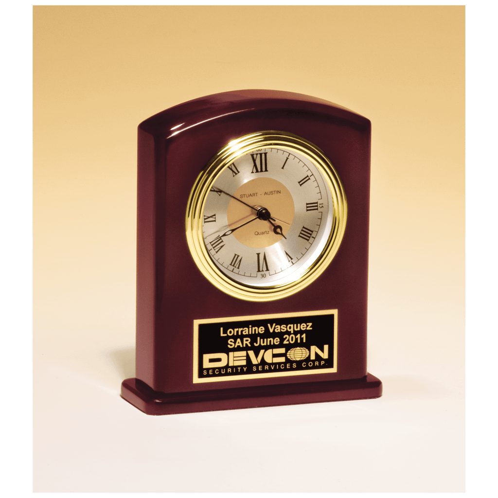 High Gloss Rosewood Finish Clock, w/ Plate - CLK76