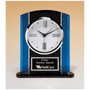 Black & Blue Glass Clock, Silver Bezel, Three Hand Movement