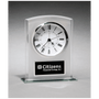 Glass Clock w/Frosted Top, Polished Edge and Base
