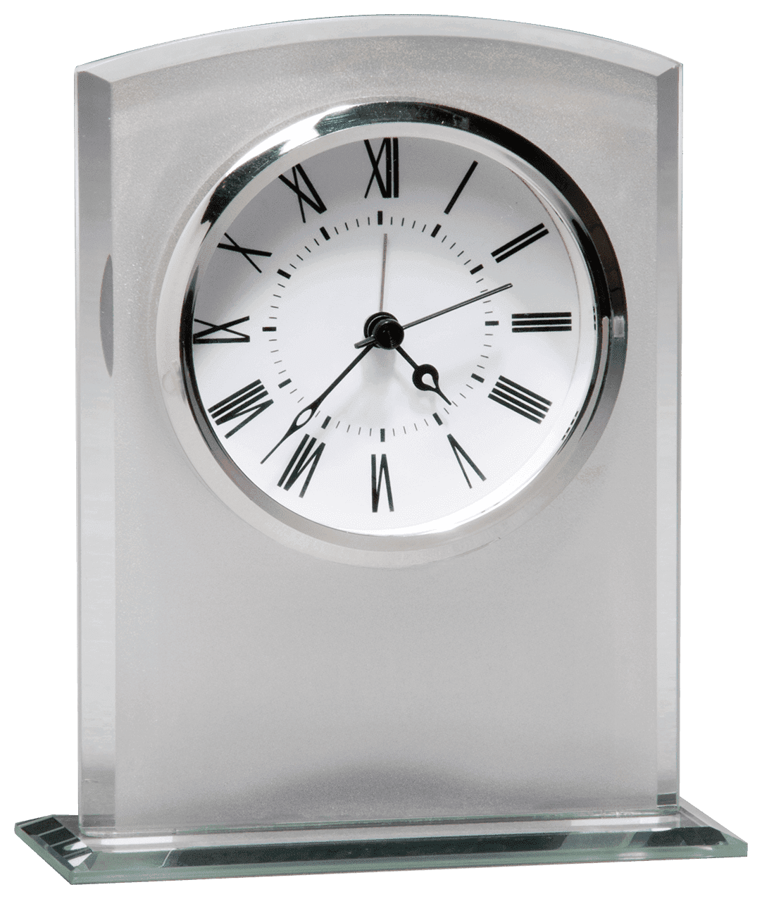 Glass Clock w/Frosted Top, Polished Edge and Base - CLK78
