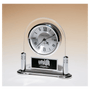 Desk Clock w/Beveled Glass Upright, Silver Metal Base