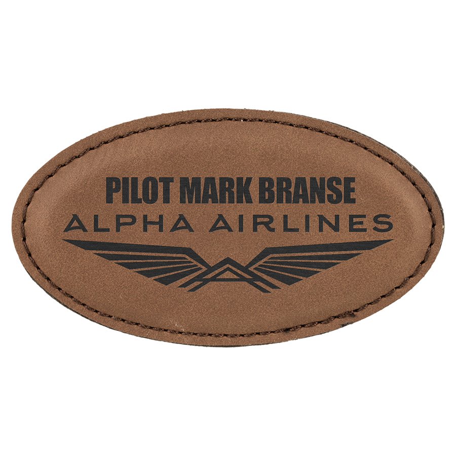 3.25" x 1.75" Dark Brown Leatherette Oval Badge