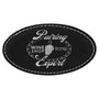 3.25" x 1.75" Black/Silver Leatherette Oval Badge