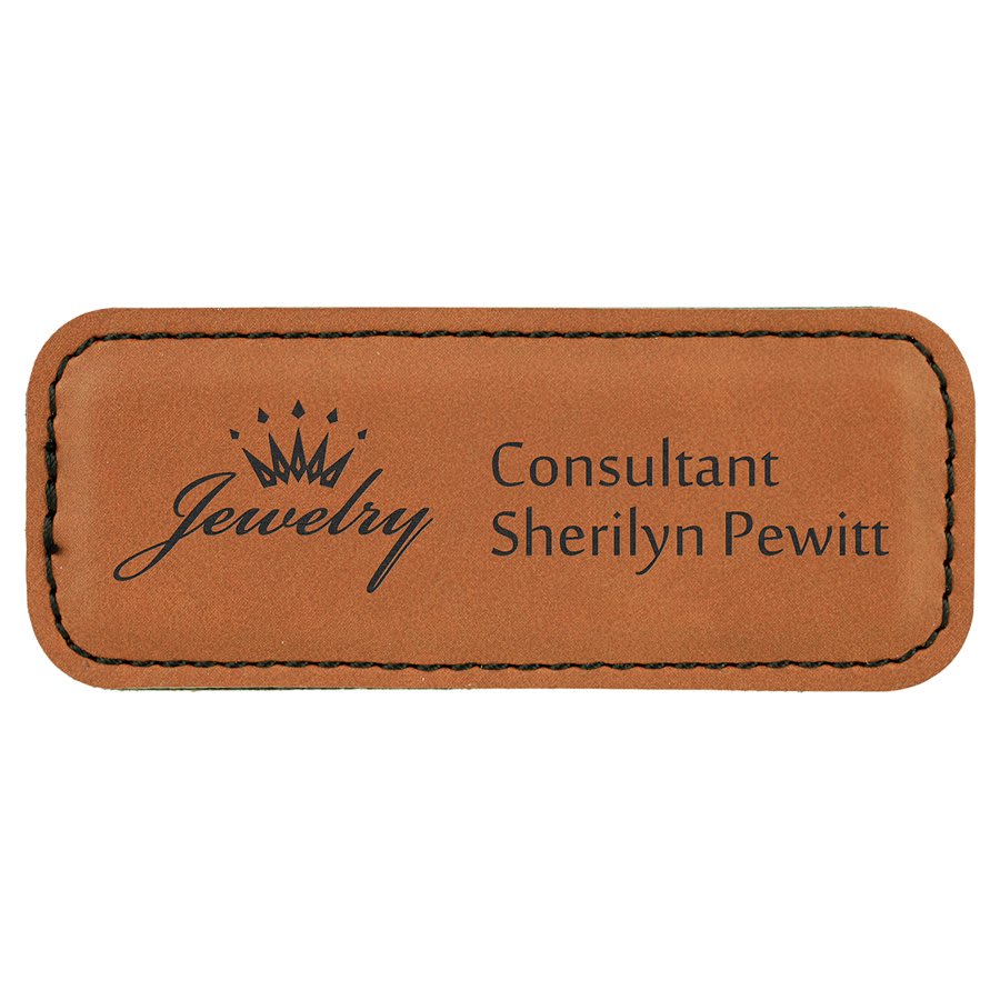 3.25" x 1.25" Rawhide Leatherette Badge Blank with Magnet
