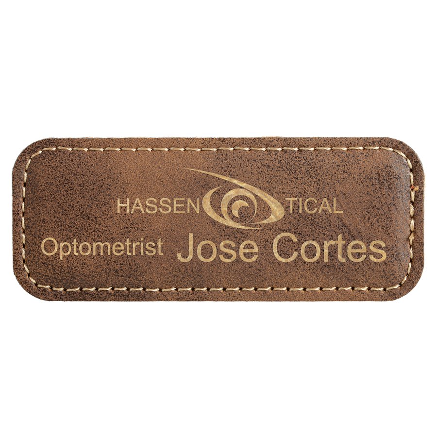 3.25" x 1.25" Rustic/Gold Leatherette Badge Blank w/Magnet
