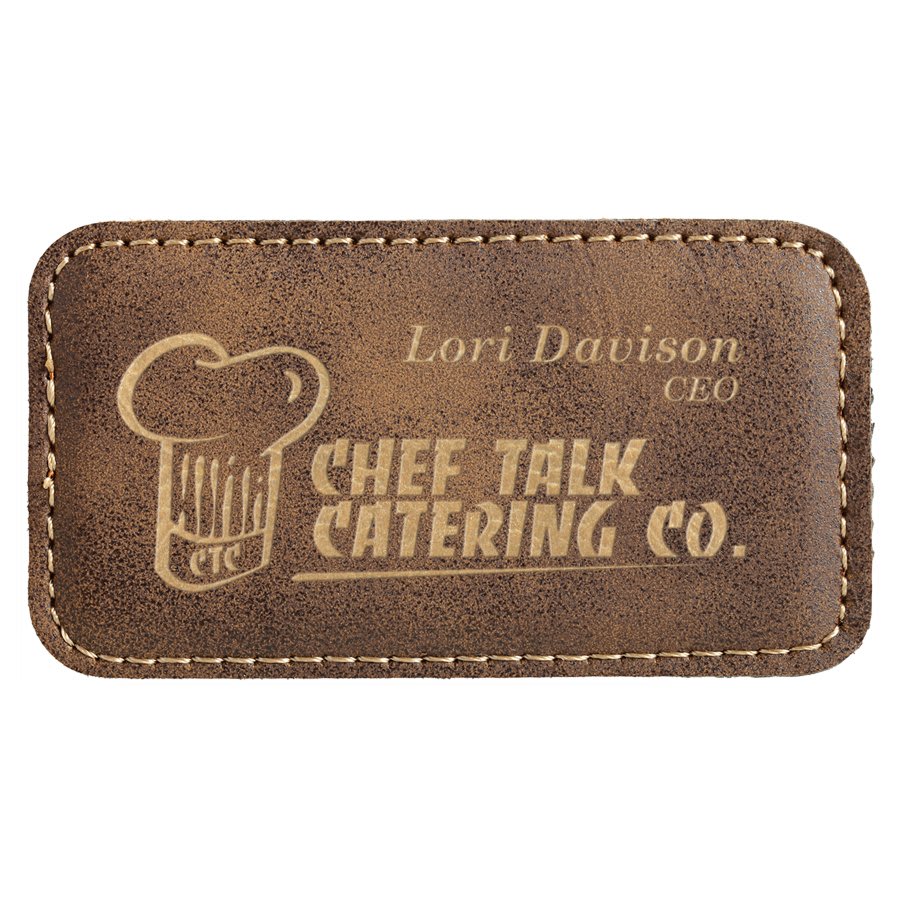 3.25" x 1.75" Rustic/Gold Leatherette Badge Blank w/Magnet