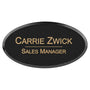 3" x 1.5" Black/Gold Leatherette Oval Badge & Frame