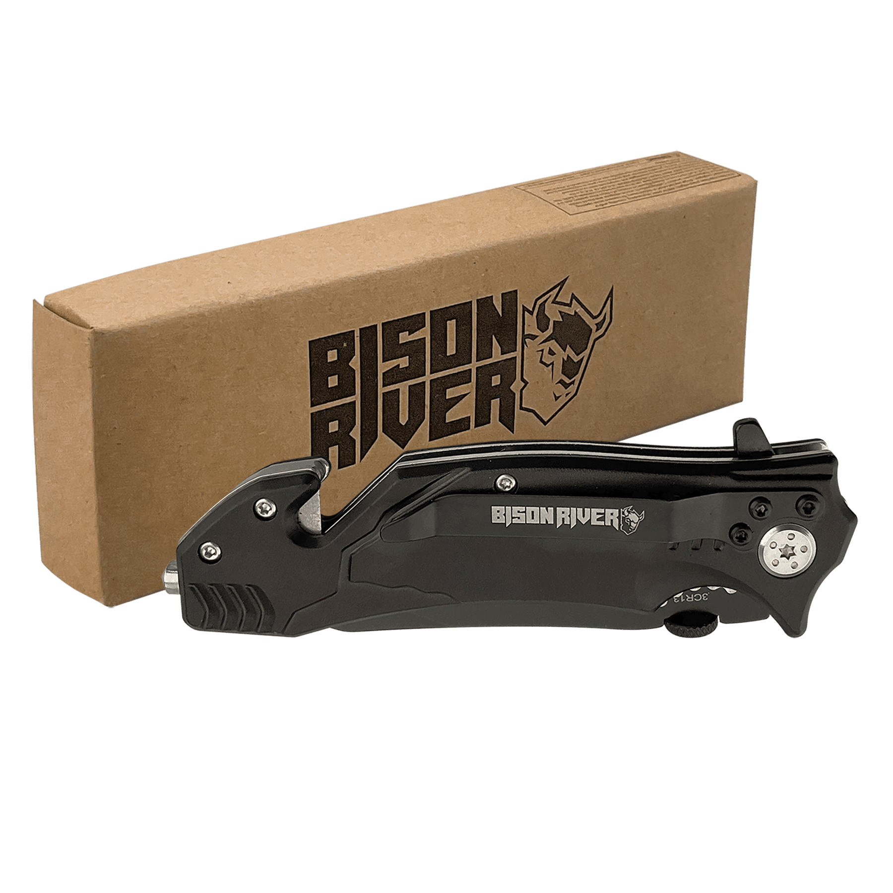Bison River 4.5" Black Rescue Knife