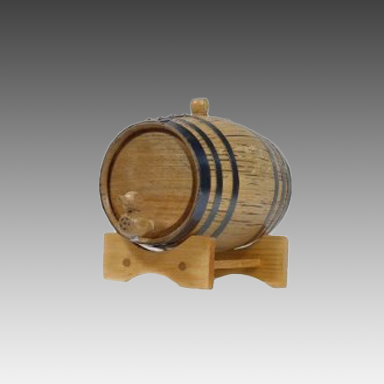 1 Liter Oak Wood Barrel with Black Hoops