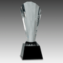 10" Clear Crystal Faceted Rising Spire on Black Base