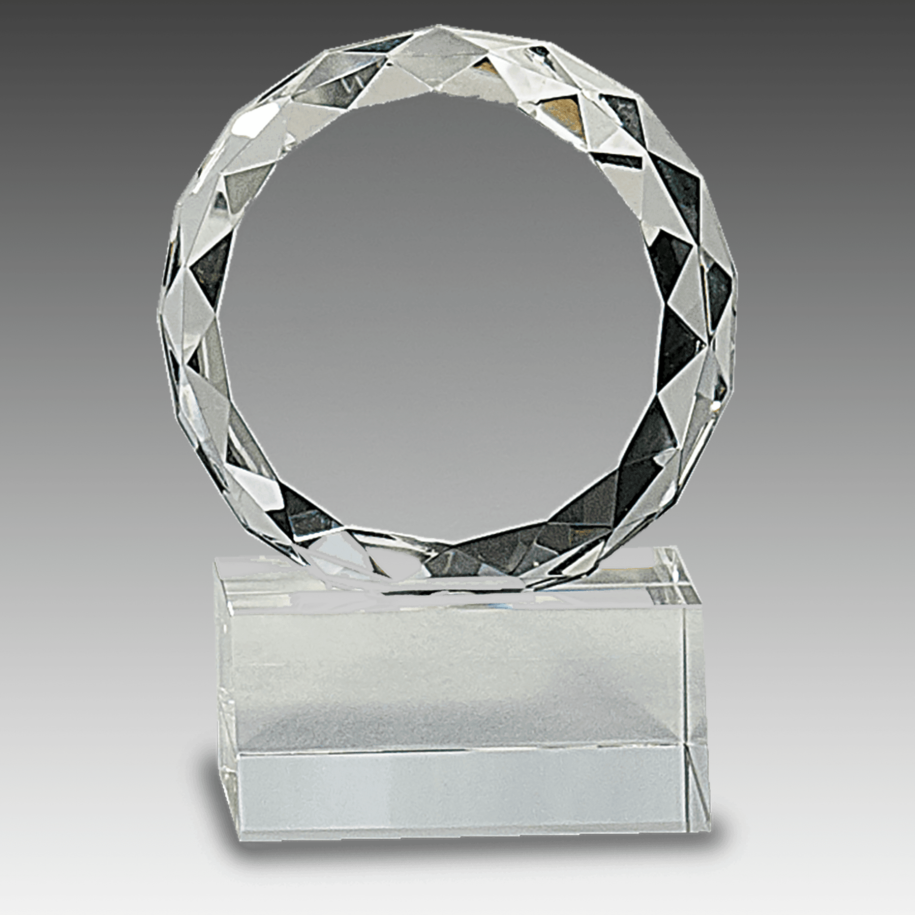 4" Round Facet Crystal on Clear Pedestal Base