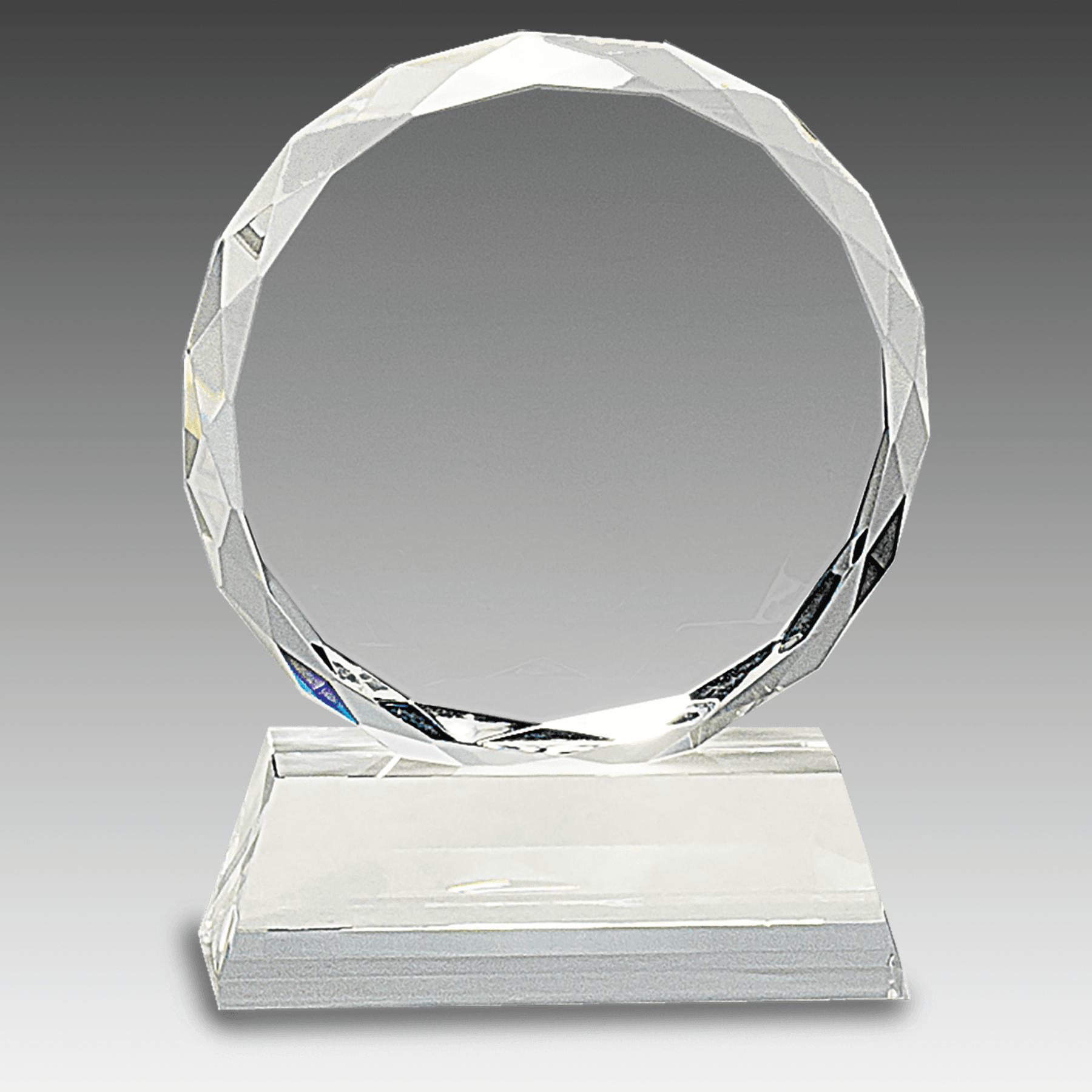 5" Round Facet Crystal on Clear Pedestal Base