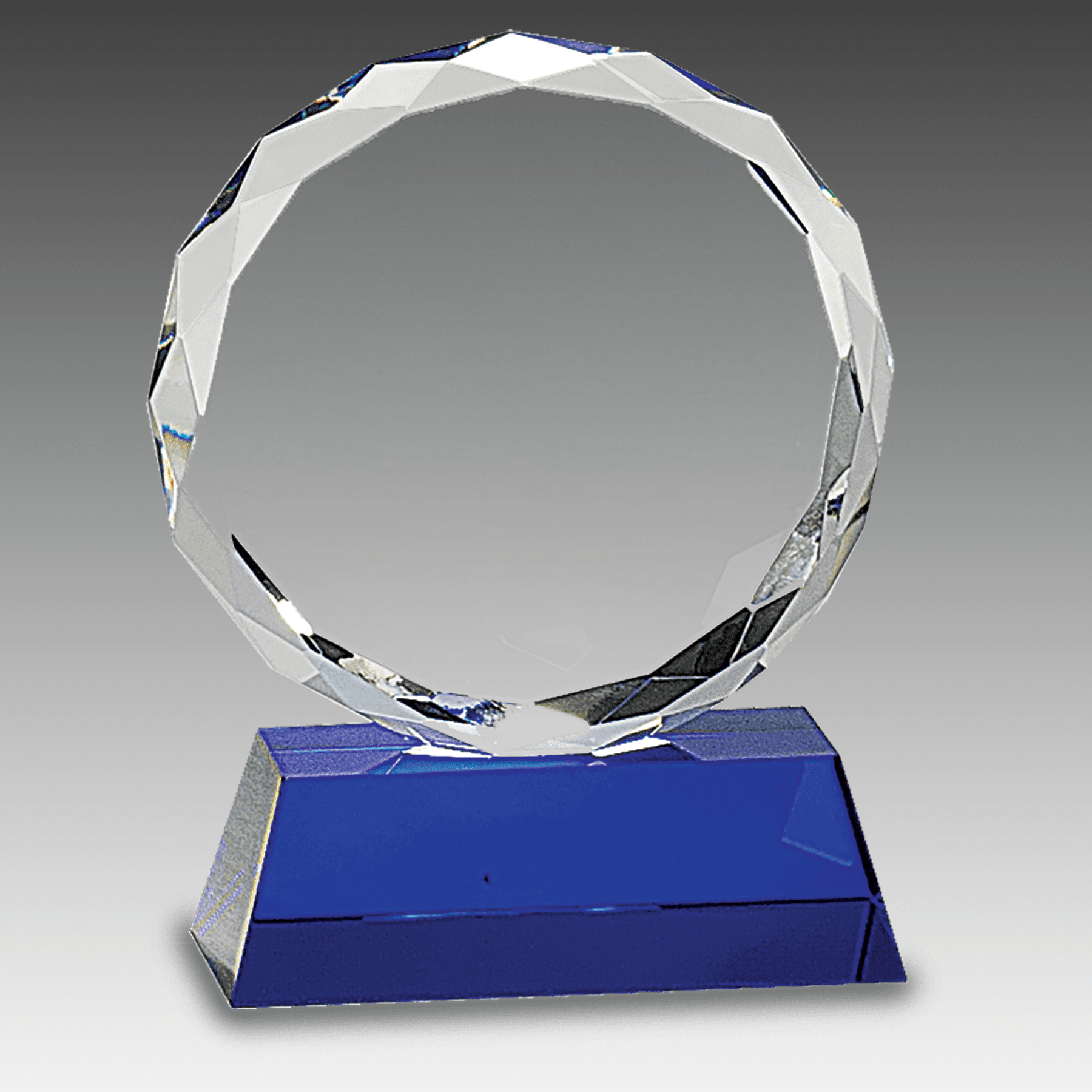 5" Round Facet Crystal on Blue Pedestal Base