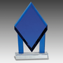 8.75" Blue Crystal Floating Diamond w/Blue Columns on Base