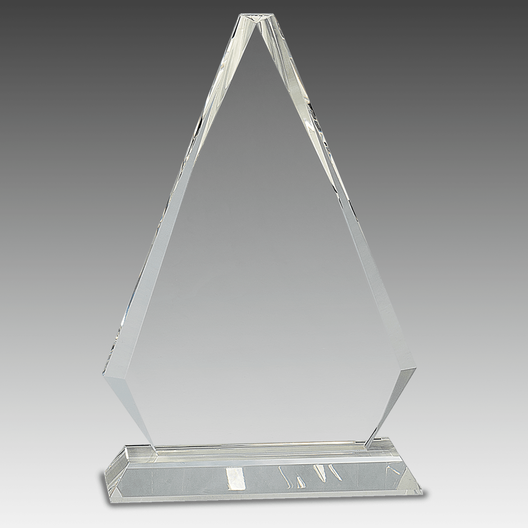 10.75" Clear Crystal Triangle on Clear Pedestal Base