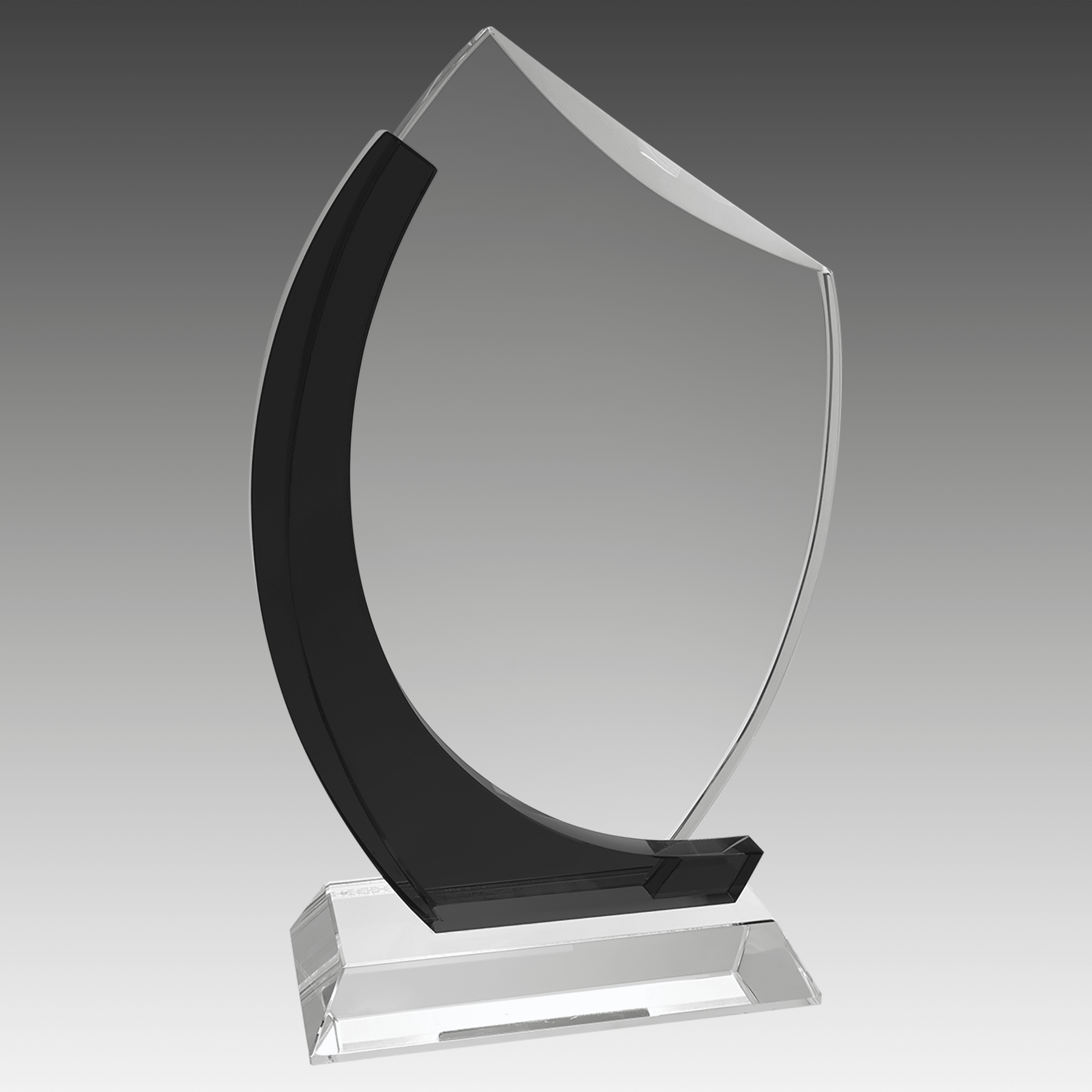 Clear/Black Crystal Slant Oval on Clear Base