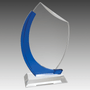 Clear/Blue Crystal Slant Oval on Clear Base