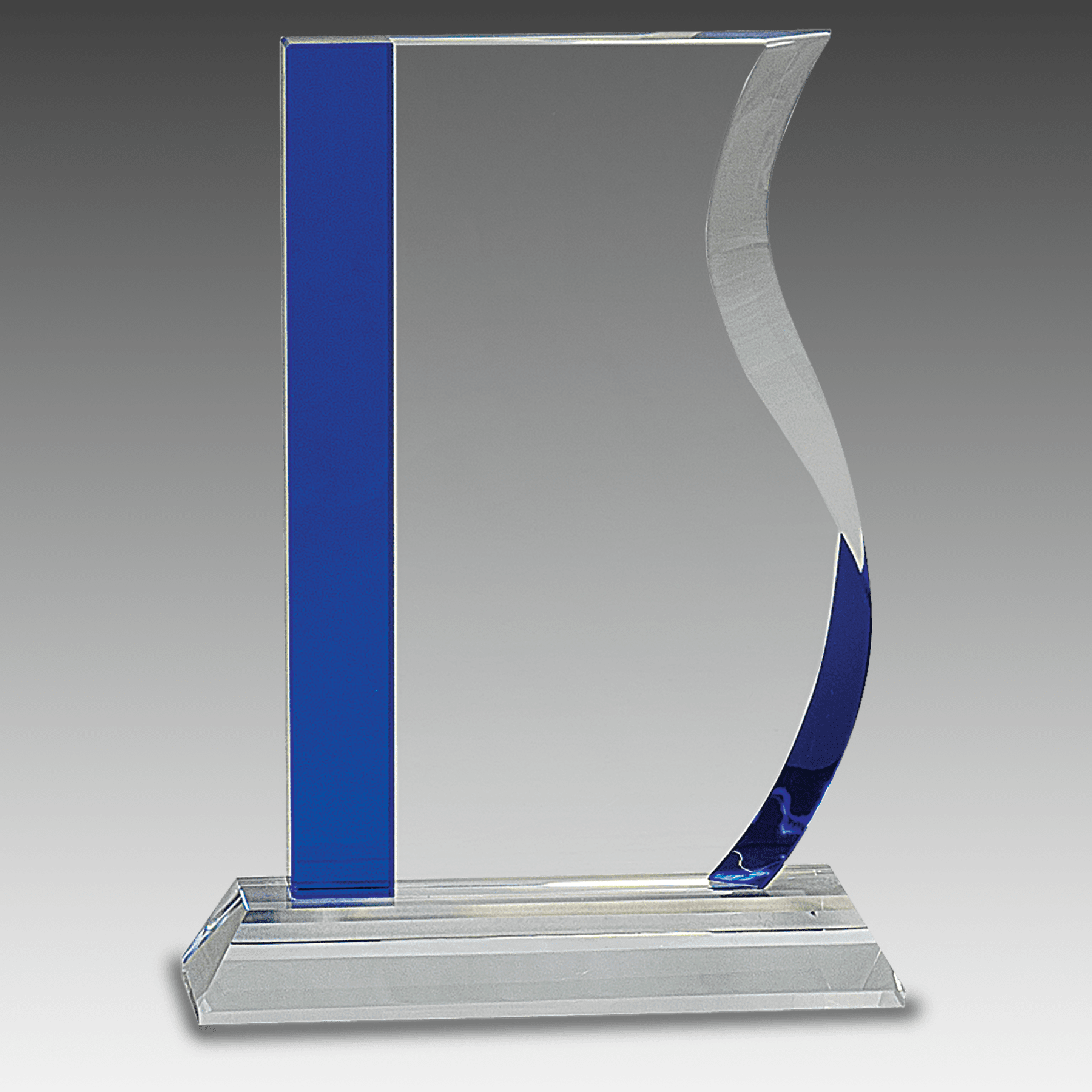 7.25" Blue Edge Crystal Wave on Clear Base