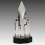 11" Clear Crystal 5 Rising Diamonds on Black Pedestal Base