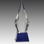 9.5" Obelisk Facet Crystal on Blue Pedestal Base