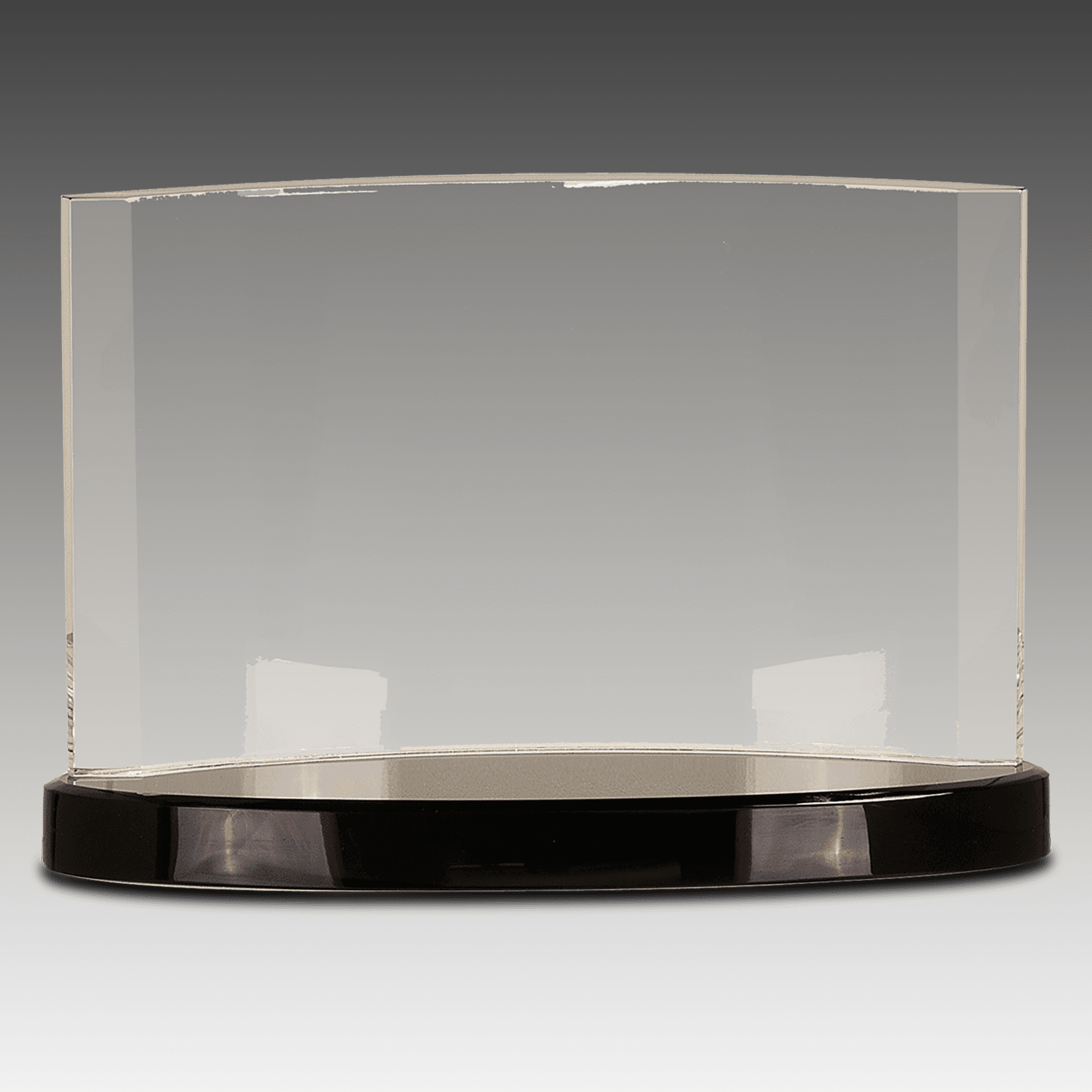 9" x 6" Clear Crystal Crescent on Black Crystal Base