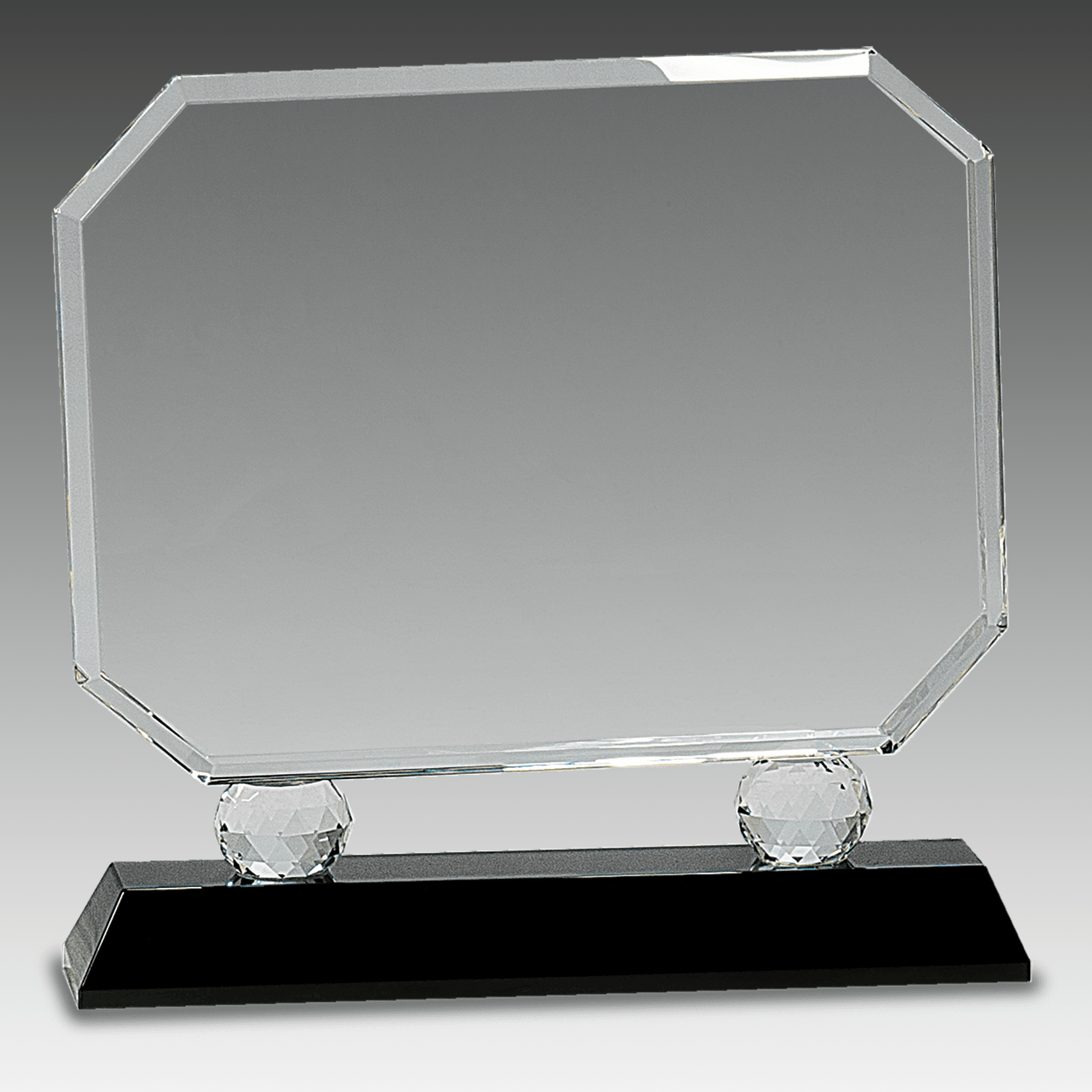 8" Rectangle Crystal on Black Pedestal Base